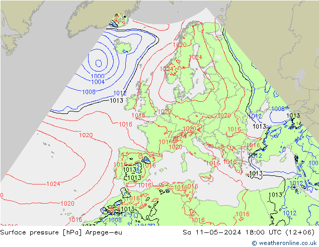 Yer basıncı Arpege-eu Cts 11.05.2024 18 UTC