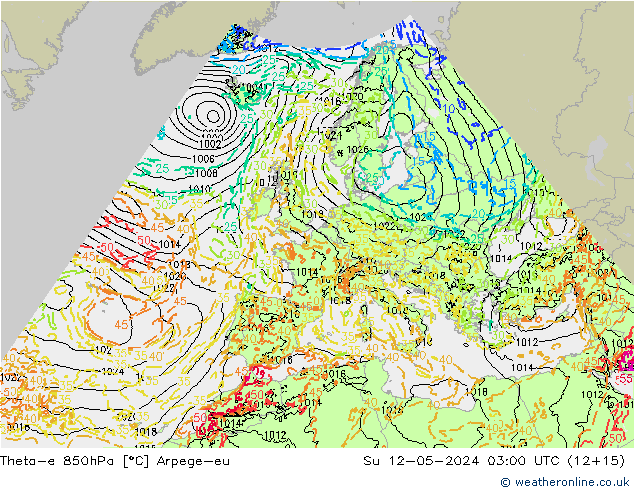 Theta-e 850hPa Arpege-eu dim 12.05.2024 03 UTC