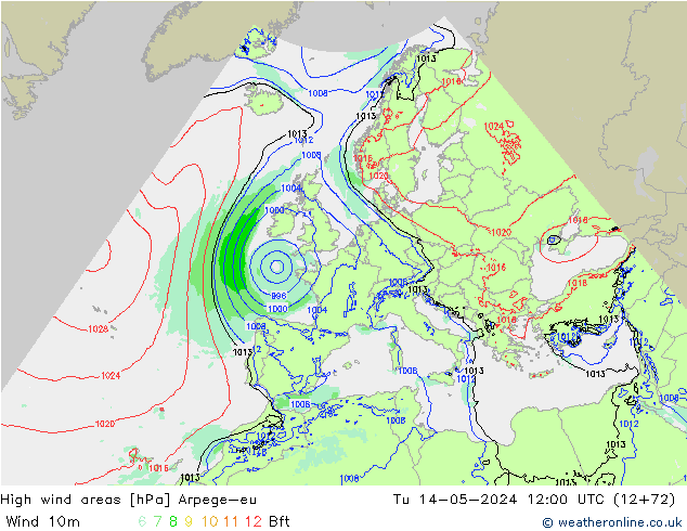 High wind areas Arpege-eu mar 14.05.2024 12 UTC
