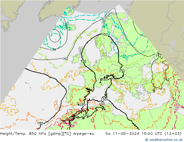 Height/Temp. 850 hPa Arpege-eu  11.05.2024 15 UTC