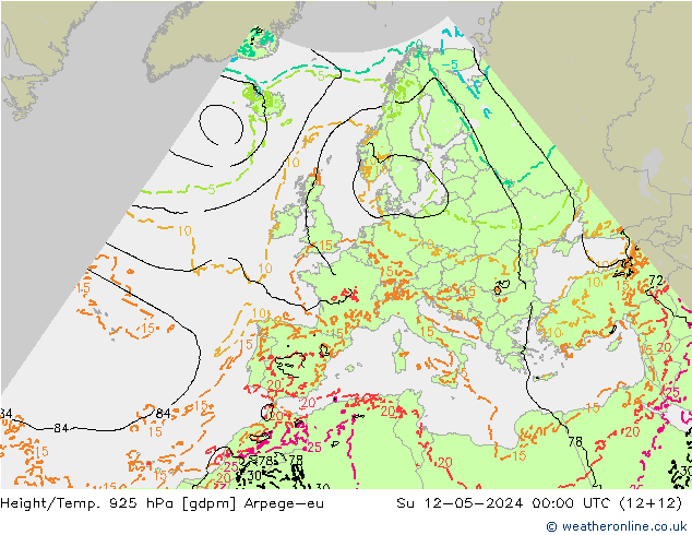 Height/Temp. 925 hPa Arpege-eu Su 12.05.2024 00 UTC
