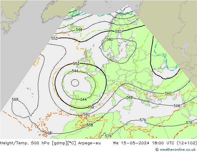 Hoogte/Temp. 500 hPa Arpege-eu wo 15.05.2024 18 UTC