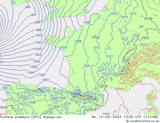 приземное давление Arpege-eu пн 13.05.2024 12 UTC