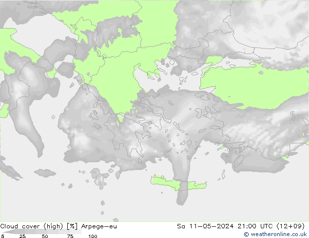 Nuages (élevé) Arpege-eu sam 11.05.2024 21 UTC