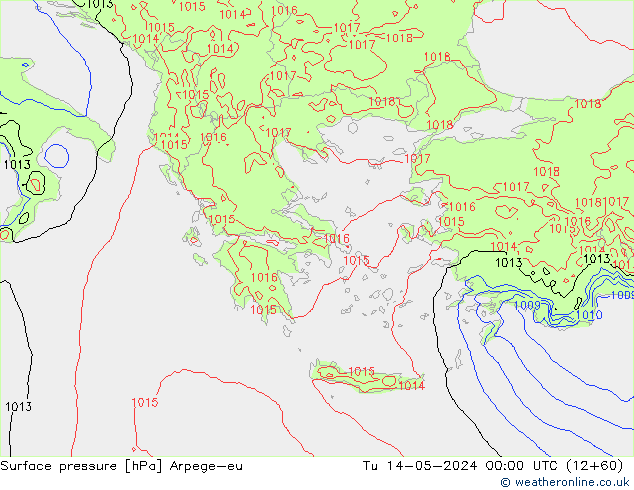 Atmosférický tlak Arpege-eu Út 14.05.2024 00 UTC