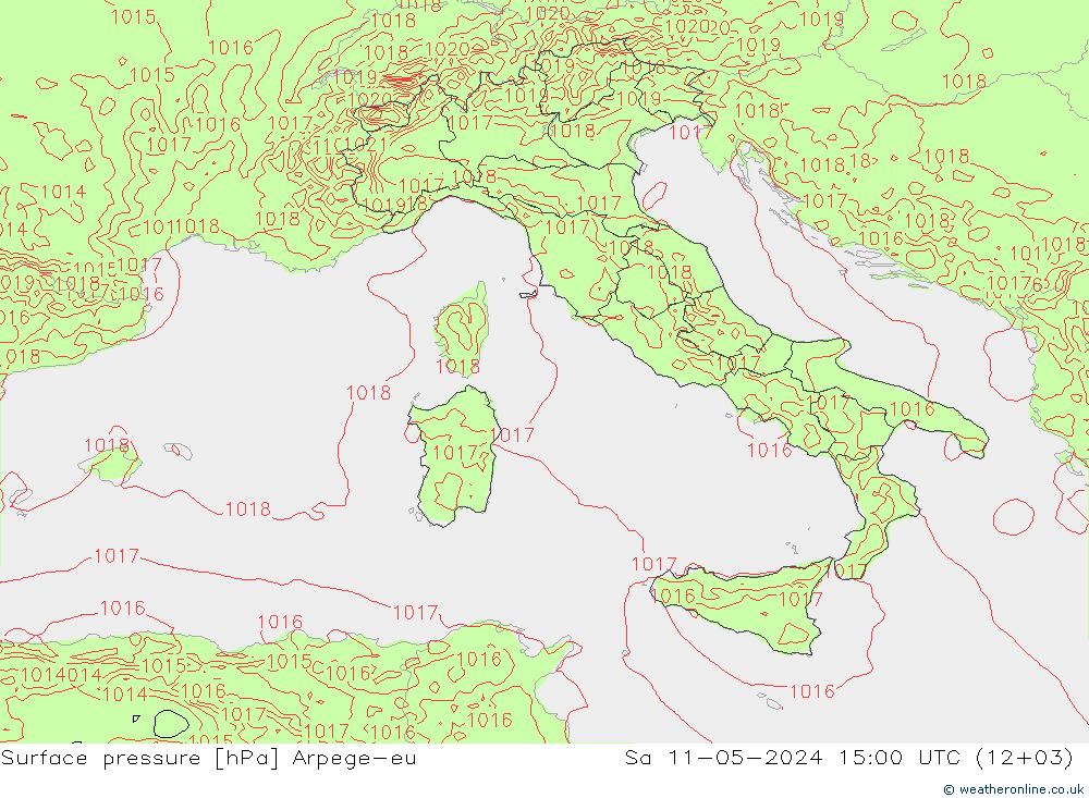 Surface pressure Arpege-eu Sa 11.05.2024 15 UTC