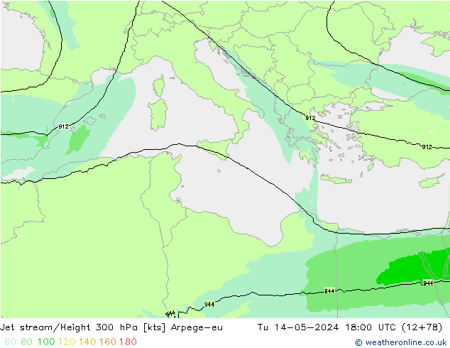 Jet stream Arpege-eu Ter 14.05.2024 18 UTC