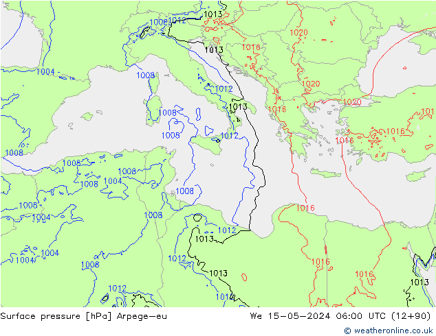 приземное давление Arpege-eu ср 15.05.2024 06 UTC