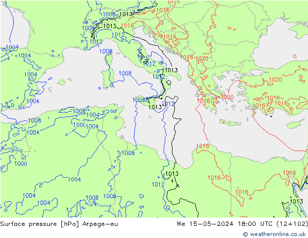 приземное давление Arpege-eu ср 15.05.2024 18 UTC
