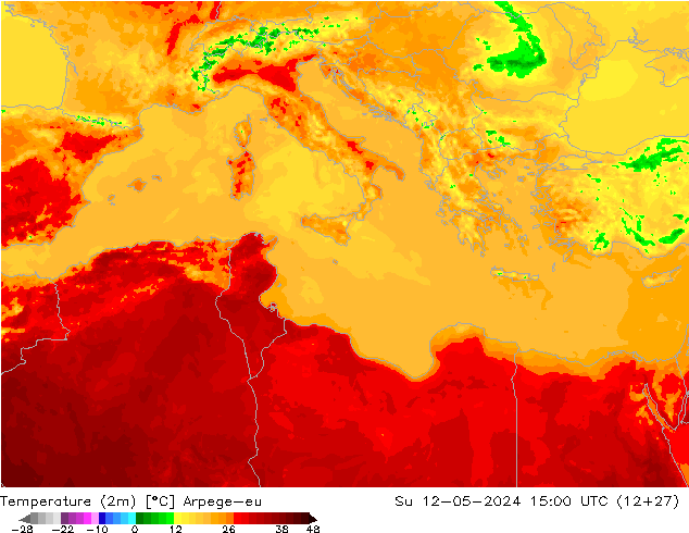 Temperature (2m) Arpege-eu Su 12.05.2024 15 UTC