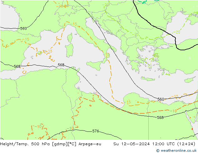 Height/Temp. 500 hPa Arpege-eu Ne 12.05.2024 12 UTC