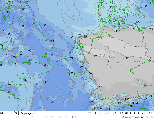 RH 2m Arpege-eu ср 15.05.2024 00 UTC