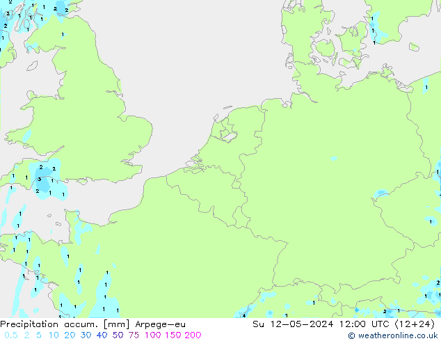 Precipitation accum. Arpege-eu dom 12.05.2024 12 UTC