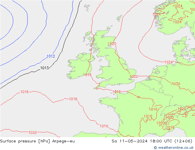 приземное давление Arpege-eu сб 11.05.2024 18 UTC