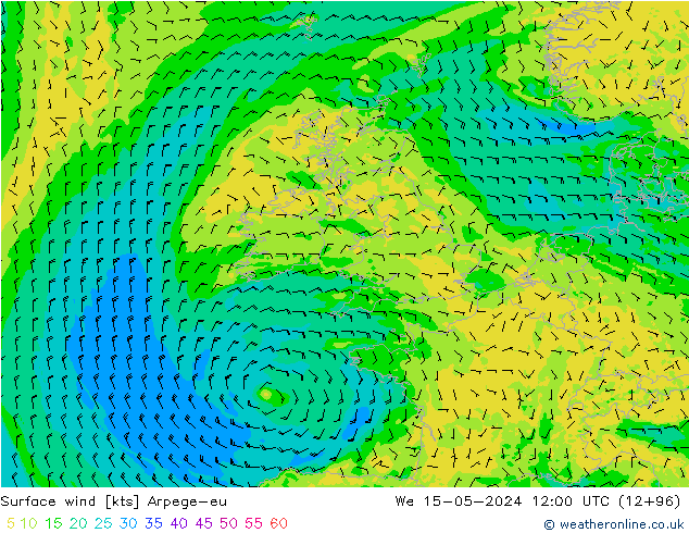 Surface wind Arpege-eu We 15.05.2024 12 UTC