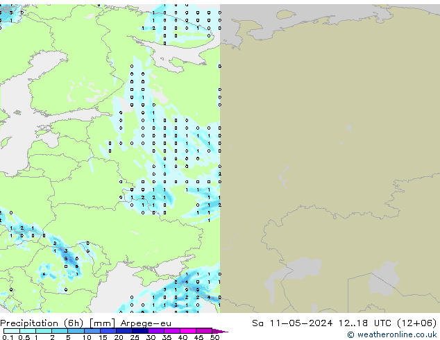 Precipitation (6h) Arpege-eu So 11.05.2024 18 UTC