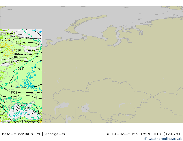 Theta-e 850hPa Arpege-eu Ter 14.05.2024 18 UTC