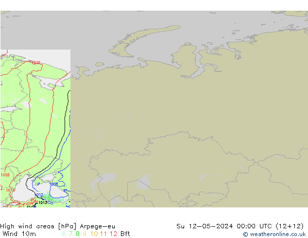 High wind areas Arpege-eu Su 12.05.2024 00 UTC