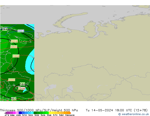 500-1000 hPa Kalınlığı Arpege-eu Sa 14.05.2024 18 UTC