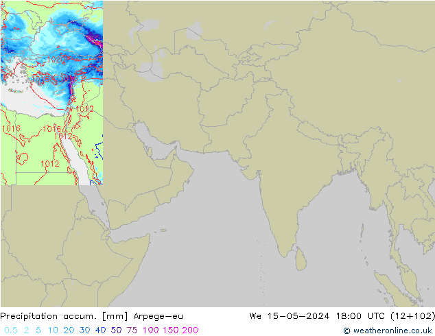 Precipitation accum. Arpege-eu 星期三 15.05.2024 18 UTC