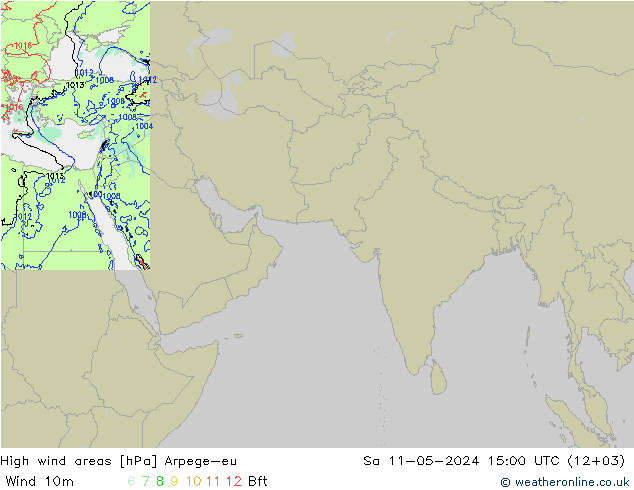 High wind areas Arpege-eu Sáb 11.05.2024 15 UTC