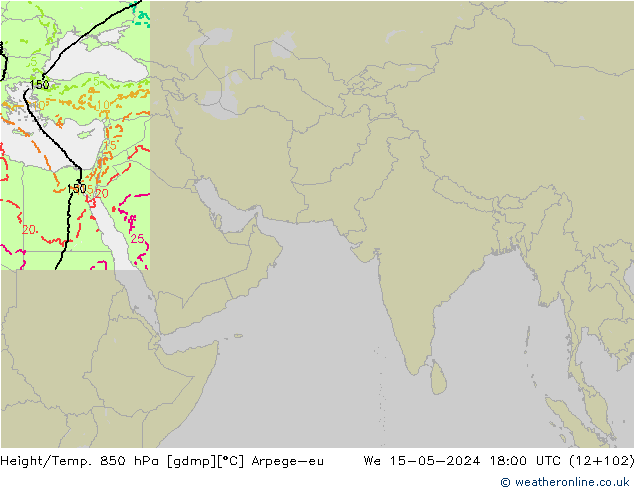 Height/Temp. 850 hPa Arpege-eu 星期三 15.05.2024 18 UTC
