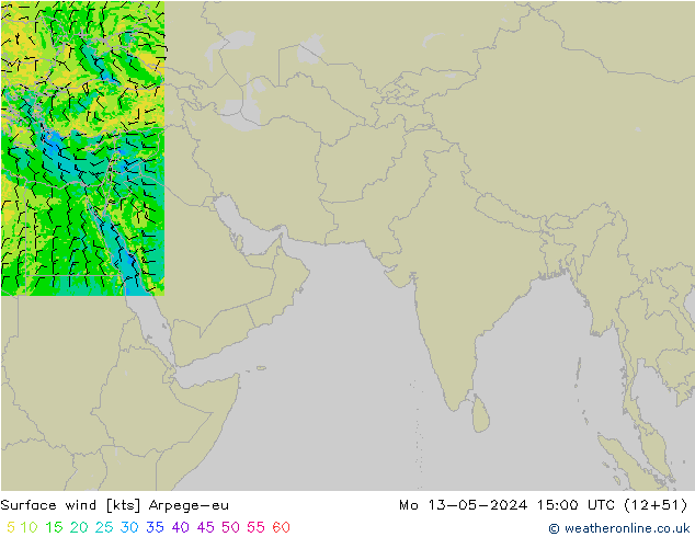 Surface wind Arpege-eu Mo 13.05.2024 15 UTC