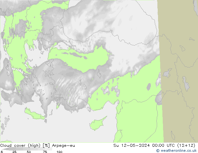 zachmurzenie (wysokie) Arpege-eu nie. 12.05.2024 00 UTC