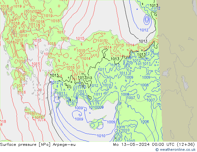 Surface pressure Arpege-eu Mo 13.05.2024 00 UTC