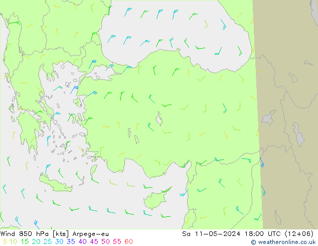 Rüzgar 850 hPa Arpege-eu Cts 11.05.2024 18 UTC