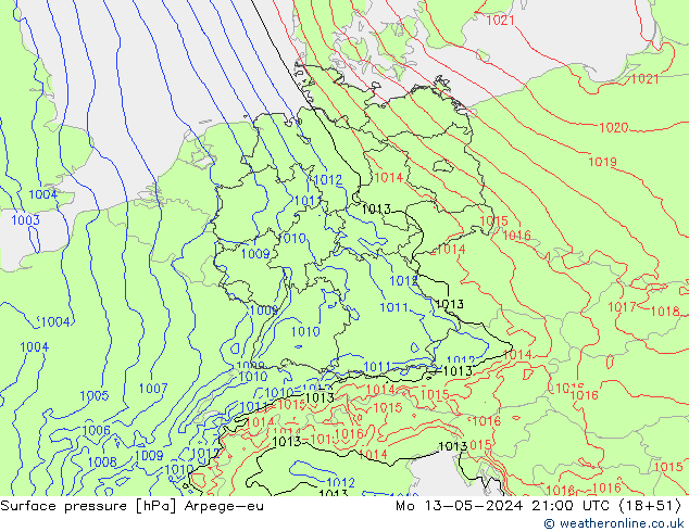 ciśnienie Arpege-eu pon. 13.05.2024 21 UTC