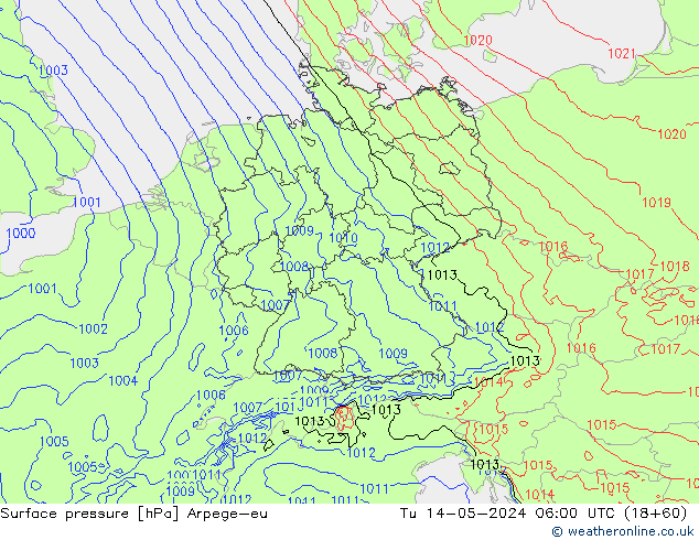 Pressione al suolo Arpege-eu mar 14.05.2024 06 UTC