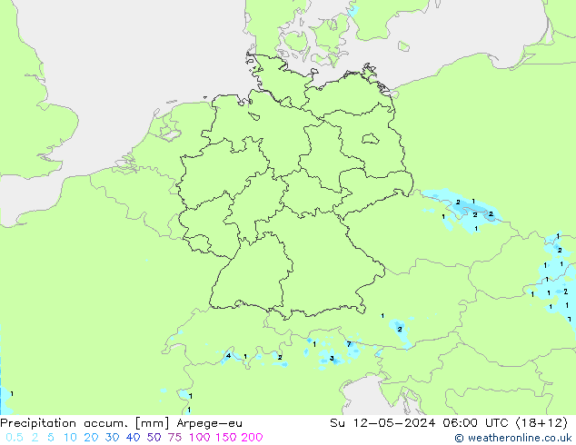 Precipitation accum. Arpege-eu Вс 12.05.2024 06 UTC
