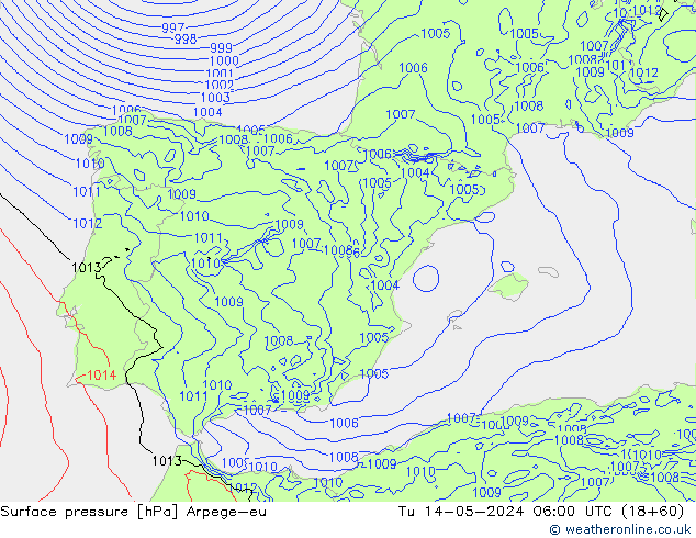приземное давление Arpege-eu вт 14.05.2024 06 UTC