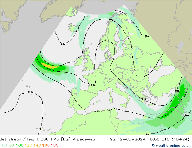 Jet stream/Height 300 hPa Arpege-eu Su 12.05.2024 18 UTC