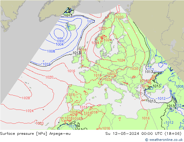 Presión superficial Arpege-eu dom 12.05.2024 00 UTC