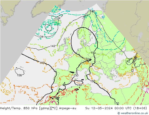 Height/Temp. 850 hPa Arpege-eu So 12.05.2024 00 UTC