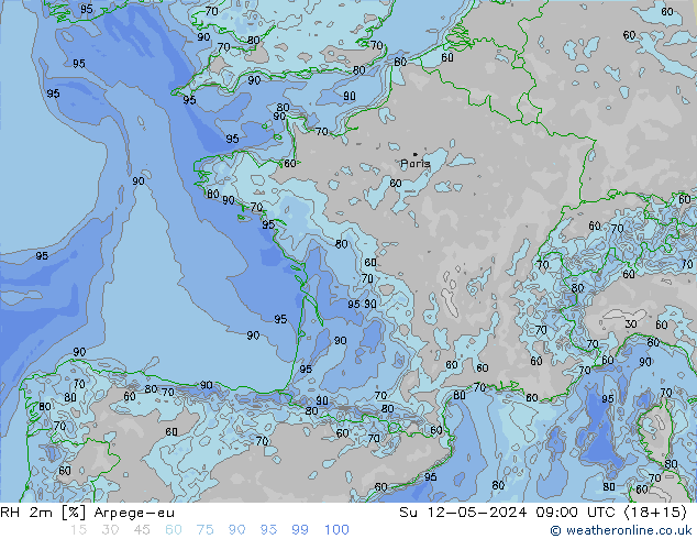 RH 2m Arpege-eu Вс 12.05.2024 09 UTC