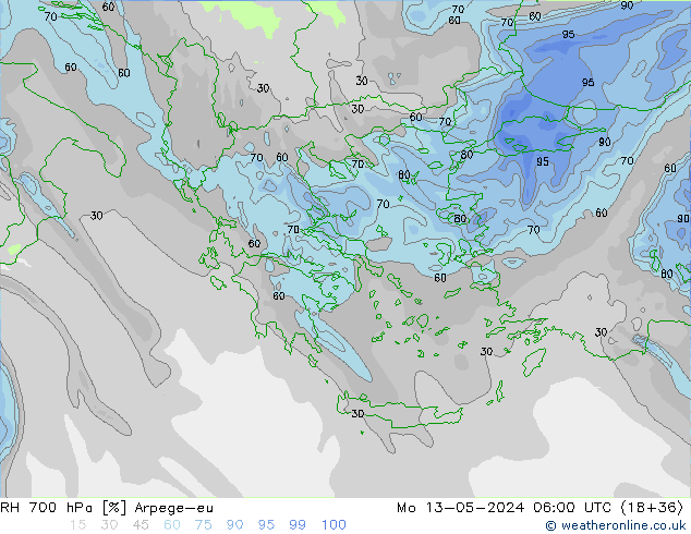 700 hPa Nispi Nem Arpege-eu Pzt 13.05.2024 06 UTC