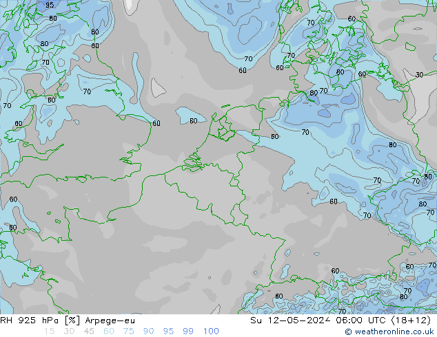 RH 925 hPa Arpege-eu Su 12.05.2024 06 UTC
