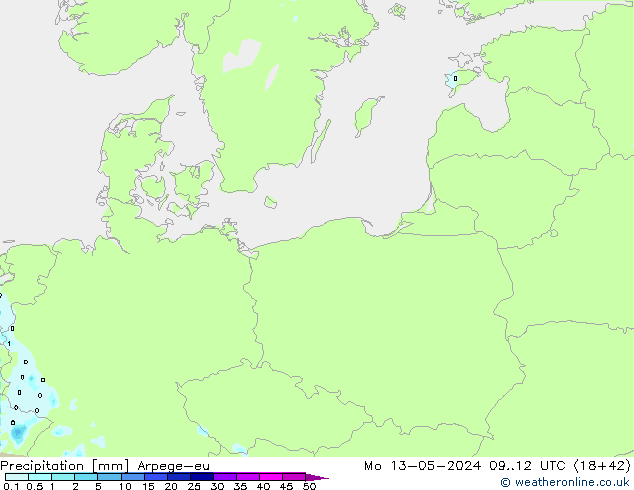 осадки Arpege-eu пн 13.05.2024 12 UTC