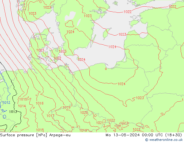 pression de l'air Arpege-eu lun 13.05.2024 00 UTC