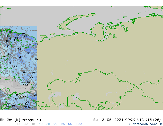 RH 2m Arpege-eu dom 12.05.2024 00 UTC