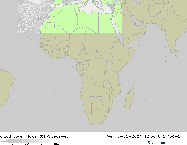 Nuages (bas) Arpege-eu mer 15.05.2024 12 UTC