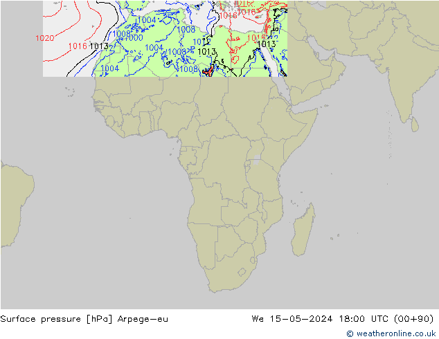 Surface pressure Arpege-eu We 15.05.2024 18 UTC
