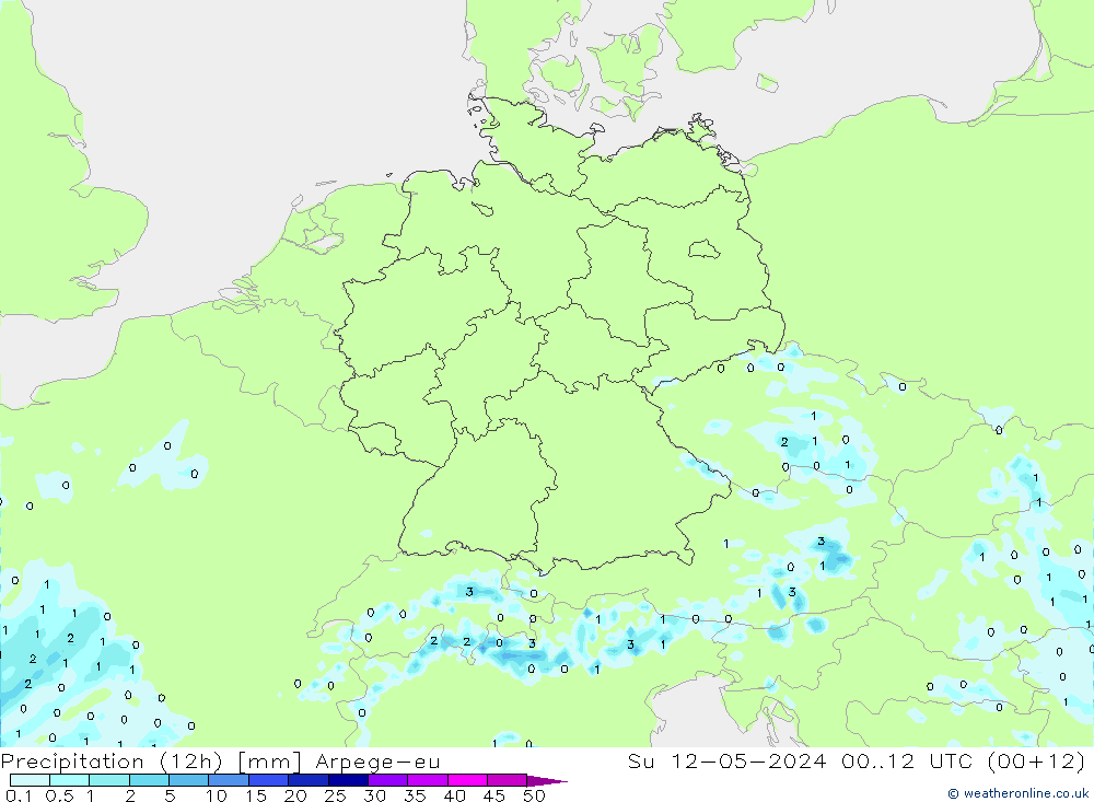 降水量 (12h) Arpege-eu 星期日 12.05.2024 12 UTC