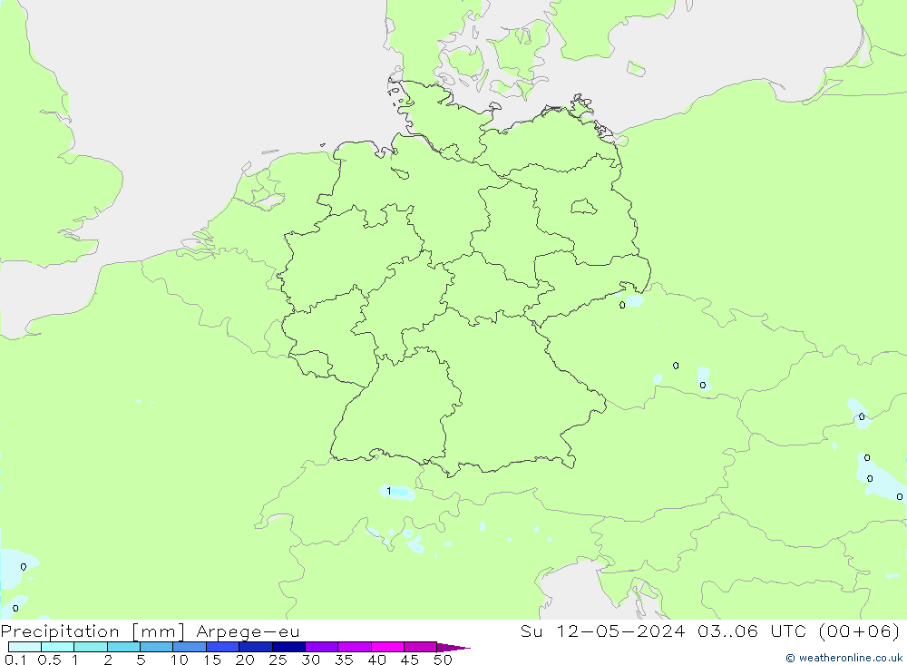 Precipitation Arpege-eu Su 12.05.2024 06 UTC