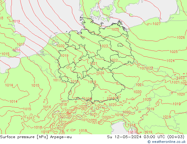 地面气压 Arpege-eu 星期日 12.05.2024 03 UTC