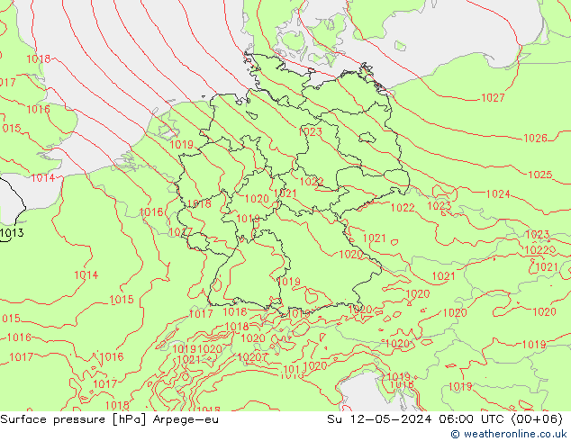 地面气压 Arpege-eu 星期日 12.05.2024 06 UTC