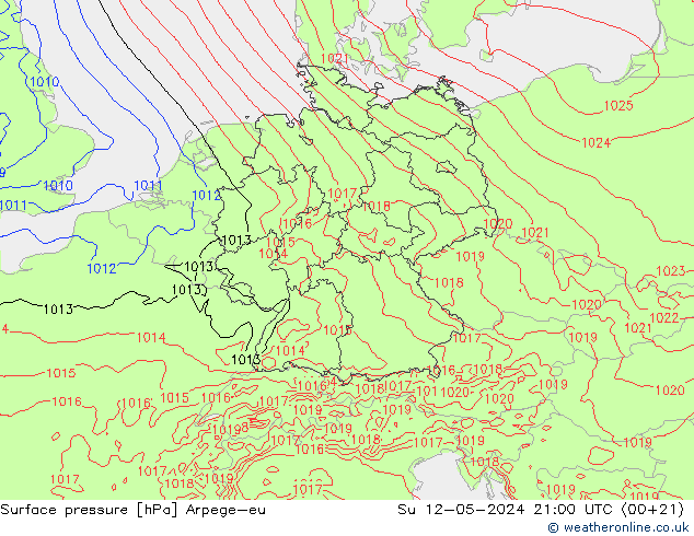 Surface pressure Arpege-eu Su 12.05.2024 21 UTC